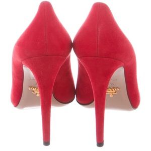 COPY - Prada point toe red suede heels